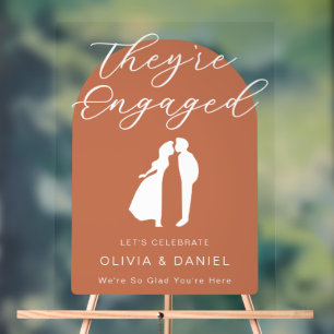 They're Engaged Boho Neutral Acrylic Sign