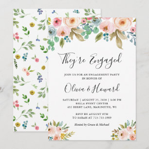 They're Engaged Floral Engagement Party Invitation