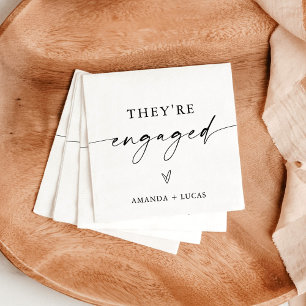 They're Engaged Napkins, Modern Engagement Party Napkin