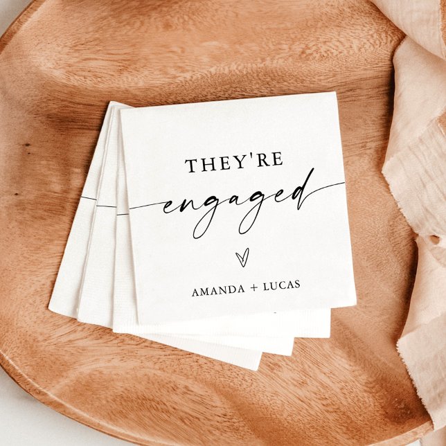 They're Engaged Napkins, Modern Engagement Party Napkin (Creator Uploaded)