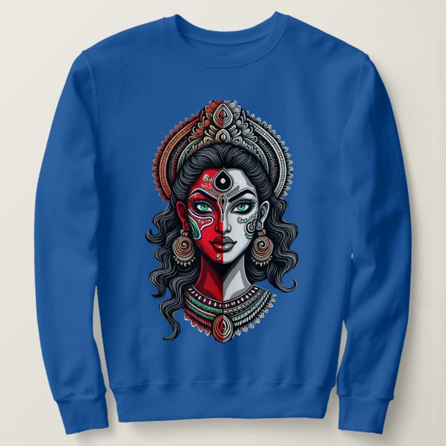 Theyyam-Kathakali Fusion – Female Power Redefined Sweatshirt (Design Front)