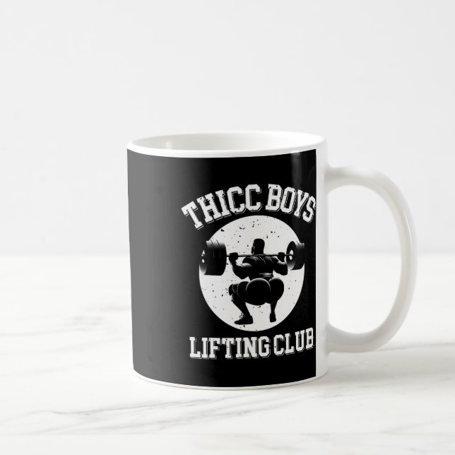 Thicc Boys Lifting Club Funny Gym Mens Squat Bodyb Coffee Mug (Right)