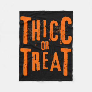 Thicc Or Treat Funny Halloween Workout Fitness Bod Fleece Blanket