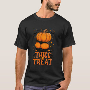 Thicc Or Treat Funny Pumpkin Butt Halloween Trick T-Shirt