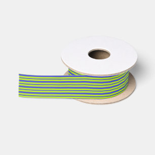Thick and Thin Blue and Lime Green Stripes Satin Ribbon