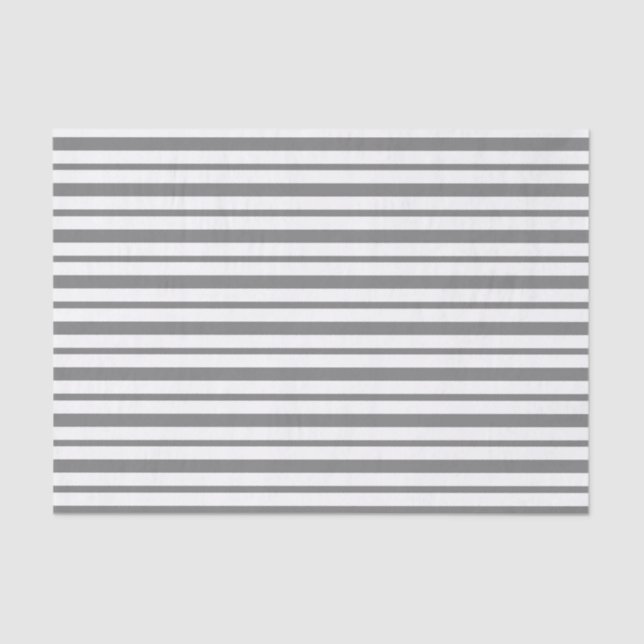 Thick and Thin Charcoal Grey and White Stripes Tissue Paper (Front)