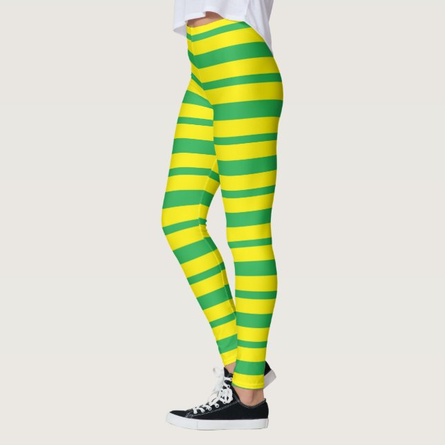 Thick and Thin Green and Yellow Stripes Leggings (Left)
