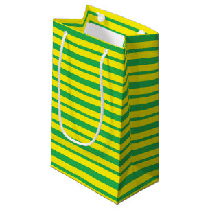 Thick and Thin Green and Yellow Stripes Small Gift Bag