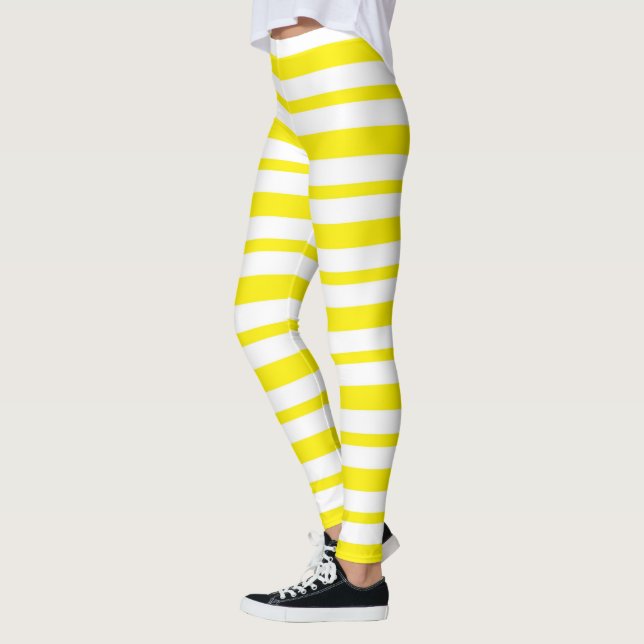 Thick and Thin Yellow and White Stripes Leggings (Left)