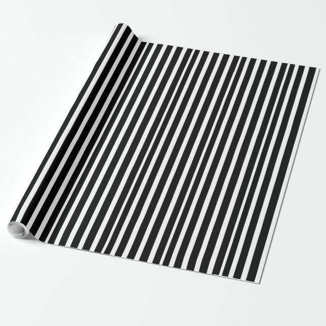 Thick Black & White Stiped Wrapping Paper (Unrolled)