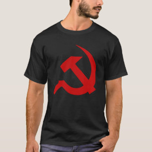Thick Dark Red Hammer & Sickle on Black T-Shirt