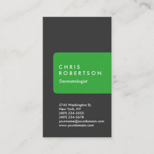 Thick Grey Green Dermatologist Business Card