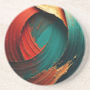 Thick Impasto Oil Painted Abstract Coaster