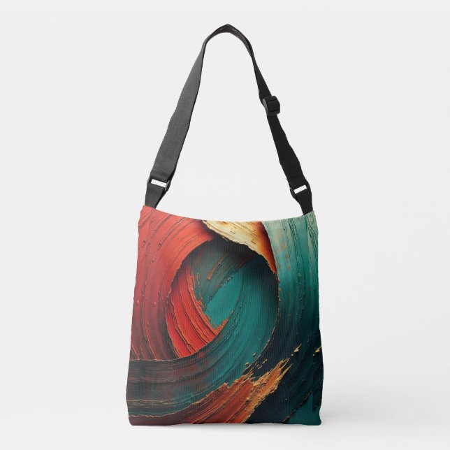 Thick Impasto Oil Painted Abstract Crossbody Bag (Front)
