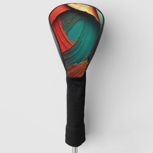 Thick Impasto Oil Painted Abstract Golf Head Cover (Front)