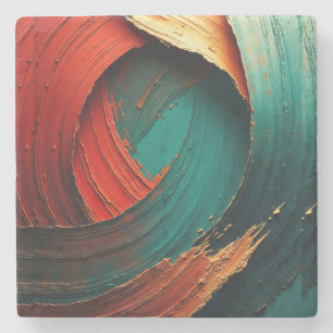 Thick Impasto Oil Painted Abstract Stone Coaster