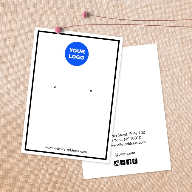 Thick Line  Border White Add Logo Earring Display (Creator Uploaded)