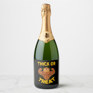 Thick or Treat Gym Workout Halloween Sparkling Wine Label