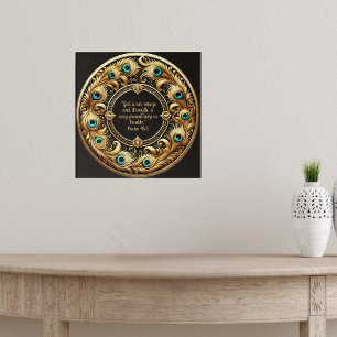 Thick Peacock Feather Frame Bible Verses  Poster