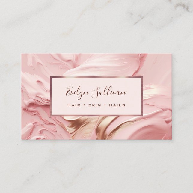 Thick pink paint business card (Front)