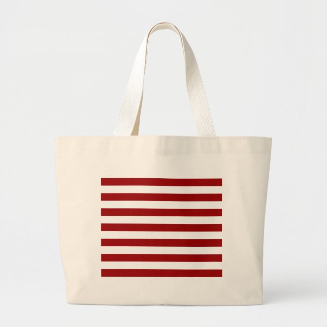 Thick Red and white lines, geometric pattern Large Tote Bag (Front)