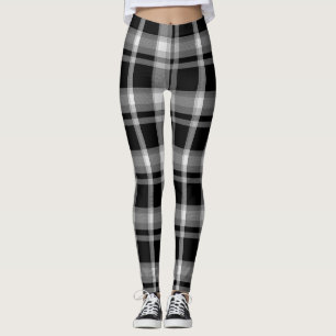 Thick stripes plaid leggings
