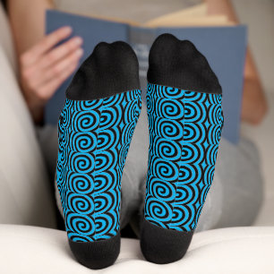 Thick Swirls aqua blue socks