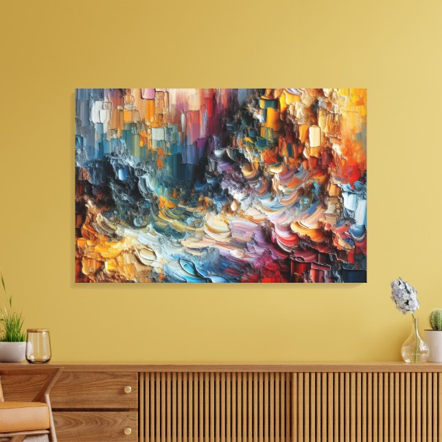 Thick Textured Paint Pattern Canvas Print (Insitu(LivingRoom))