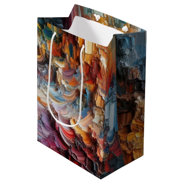 Thick Textured Paint Pattern Medium Gift Bag (Front Angled)