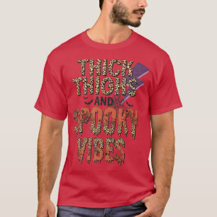 Thick Thigh and Spooky Vibes Groovy Cute Ghost Spo T-Shirt