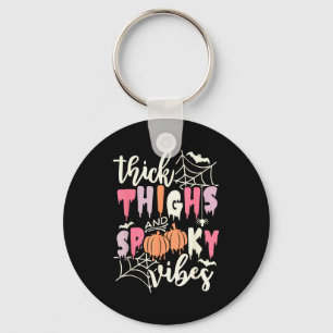 Thick Thighs And Soky Vibes Retro Groovy Halloween Key Ring