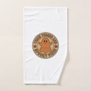 Thick Thighs and Spooky Vibes Ghost Halloween Tee_ Hand Towel