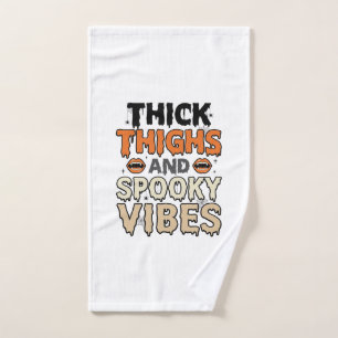 Thick Thighs and Spooky Vibes Halloween Design_1 Hand Towel