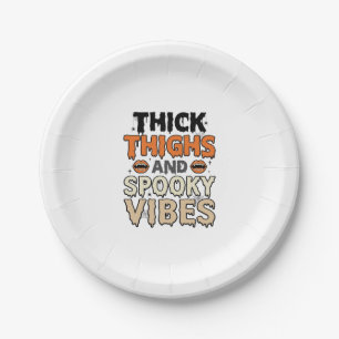 Thick Thighs and Spooky Vibes Halloween Design_1 Paper Plate