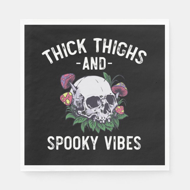 Thick Thighs And Spooky Vibes Halloween Matching Napkin (Front)