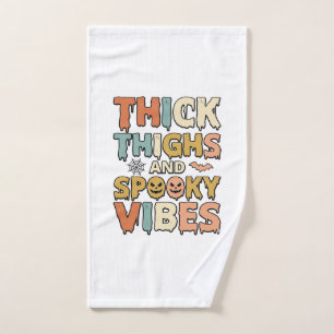 Thick Thighs and Spooky Vibes Halloween Shirt_1 Hand Towel