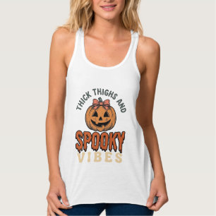Thick Thighs And Spooky Vibes Pumpkin Halloween De Singlet