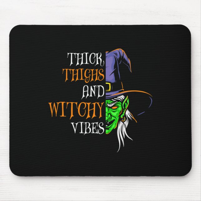 Thick Thighs And Witchy Vibes Retro Simplistic Hal Mouse Pad (Front)