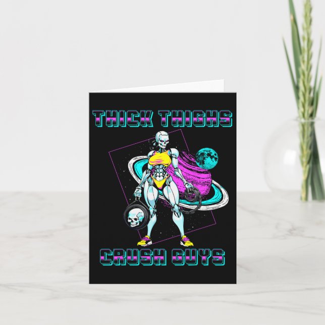 Thick Thighs Crush Guys Weightlifting Bodybuilding Card (Front)