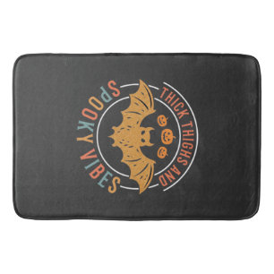 Thick Thighs Spooky Vibes Halloween Bat Design_1 Bath Mat