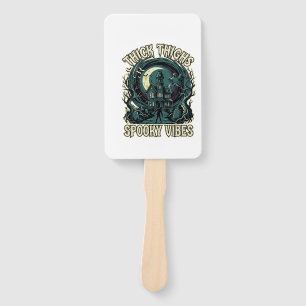 Thick Thighs Spooky Vibes Halloween Haunted House Hand Fan