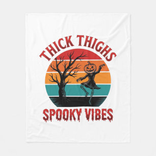 Thick Thighs Spooky Vibes Halloween Shirt Design_1 Fleece Blanket