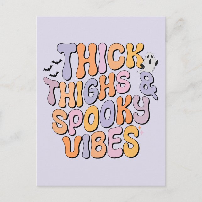 Thick Thighs & Spooky Vibes Postcard (Front)