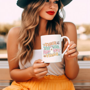 Thick Thighs Spooky Vibes Retro Groovy Halloween Coffee Mug