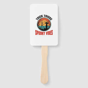 Thick Thighs Spooky Vibes Vintage Halloween Design Hand Fan