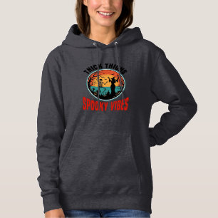 Thick Thighs Spooky Vibes Vintage Halloween Design Hoodie