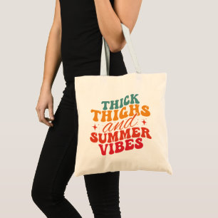 Thick Thighs & Summer Vibes Beach Grocery Tote Bag
