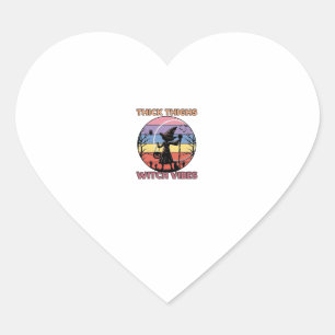 Thick Thighs Witch Vibes Halloween Pumpkin Silhoue Heart Sticker
