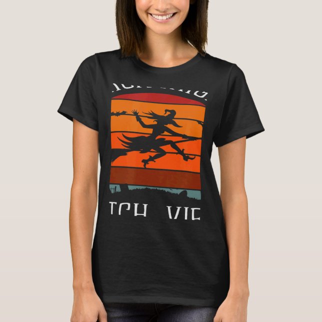 Thick Thighs Witch Vibes Halloween T-Shirt (Front)