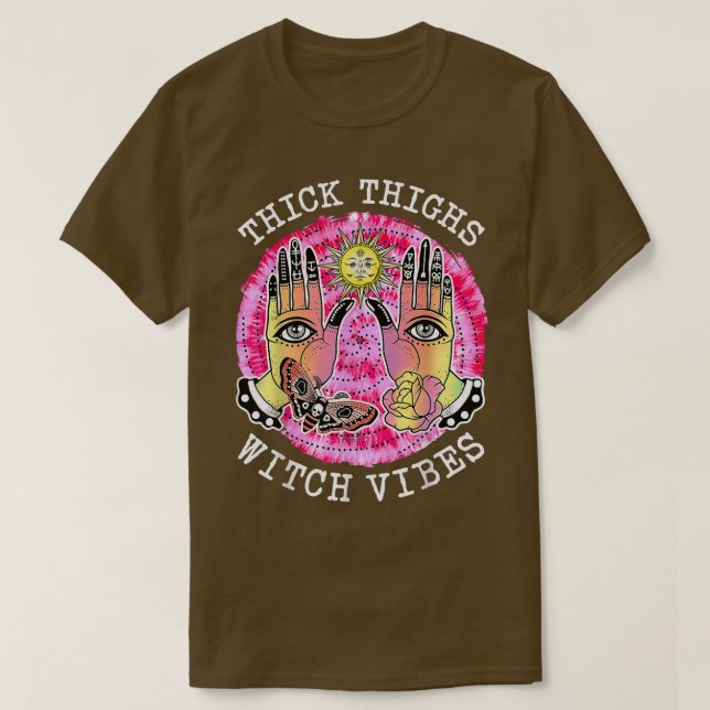 Thick Thighs Witch Vibes Halloween Witch Hex The P T-Shirt (Design Front)